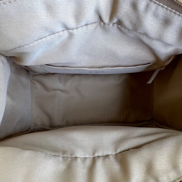 J.Crew Tan Sherpa With Zip Closure & Dual Handles Structured Tote Bag - New - Picture 8 of 10
